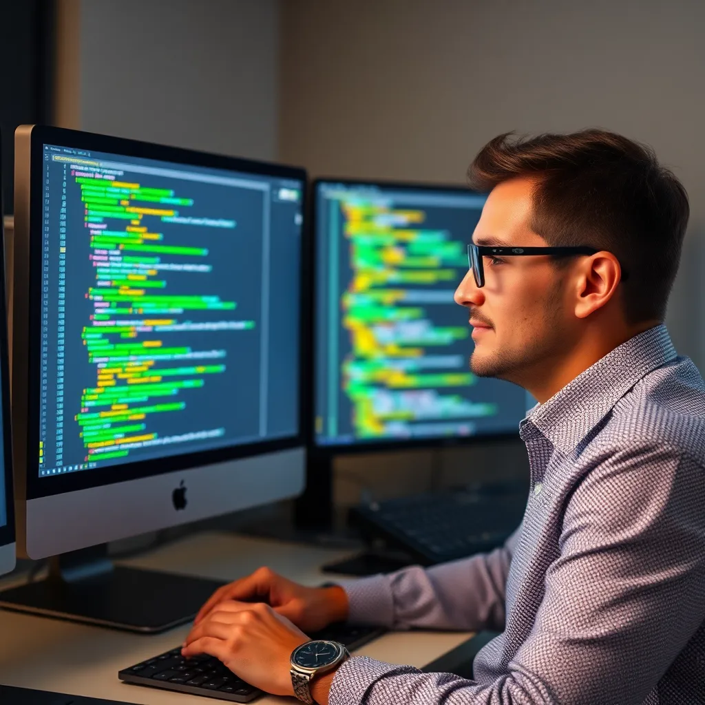 Nederlandse professional die SQL-queries schrijft op laptop