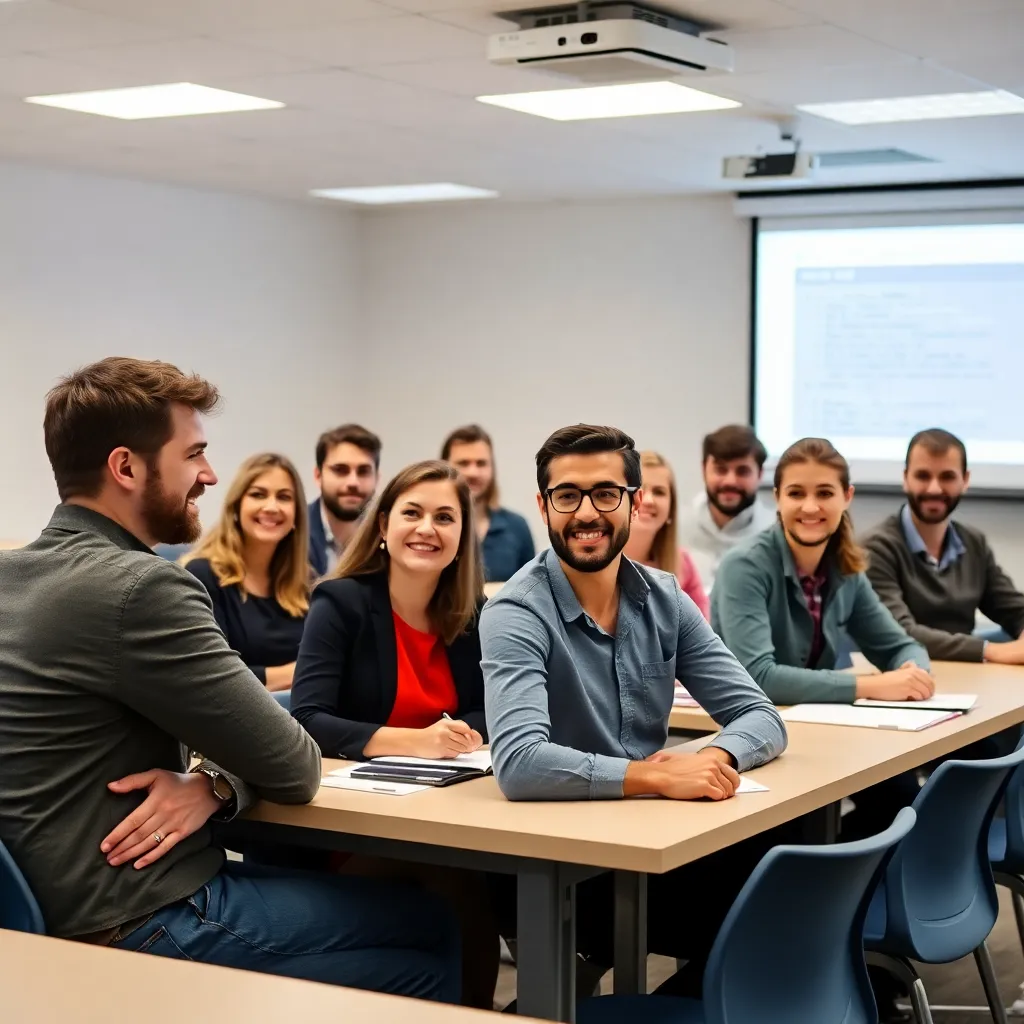 Een groep Nederlandse professionals tijdens een database training sessie