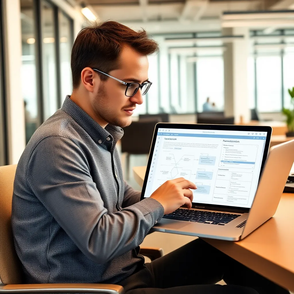Database architect die schema's normaliseert op laptop